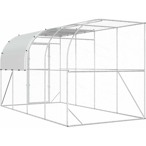  Kavez za piletinu uz zid Srebrna 400 x 200 x 215 cm Slike