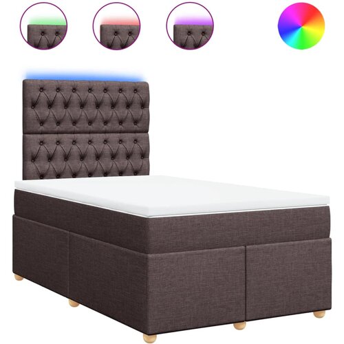 VidaXL Box spring postelja z vzmetnico temno rjava 120x190 cm blago, (21306396) Slike