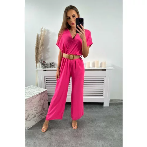 Kesi Overall with decorative belt at waist pink