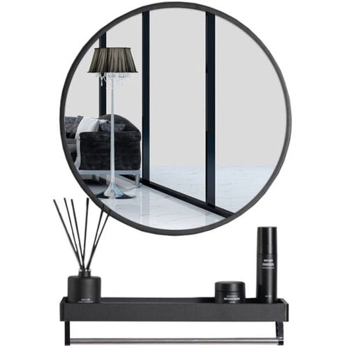  Ogledalo s policom 60cm crno Cene