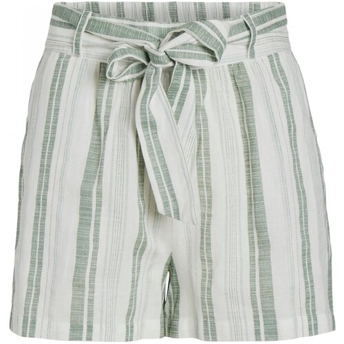 Vila Kratke hlače & Bermuda Etni Shorts - Cloud Dancer/Green Bela Cene