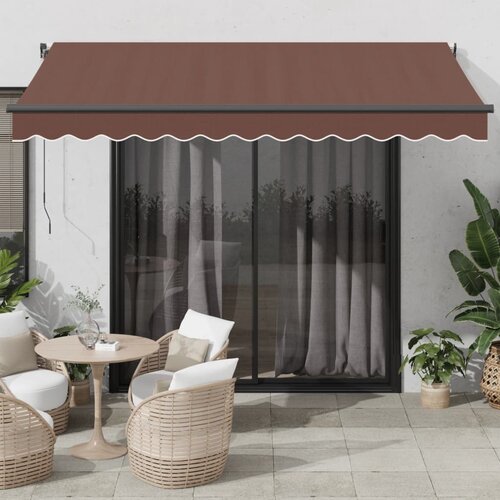vidaXL Ročno zložljiva tenda z LED rjava 350x250 cm Cene