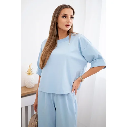 Kesi Włoski Punto set blouse + wide-leg pants blue