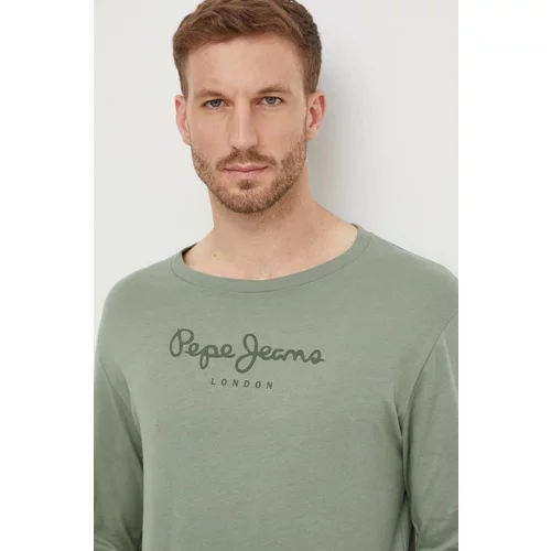 PepeJeans Bombažna kratka majica Eggo moška, zelena barva