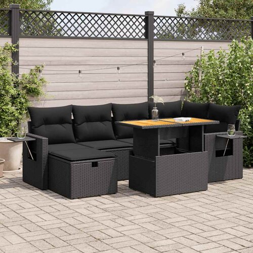 VidaXL 8-dijelni set vrtnih sofa od poliratana s jastucima crni bagrem Slike