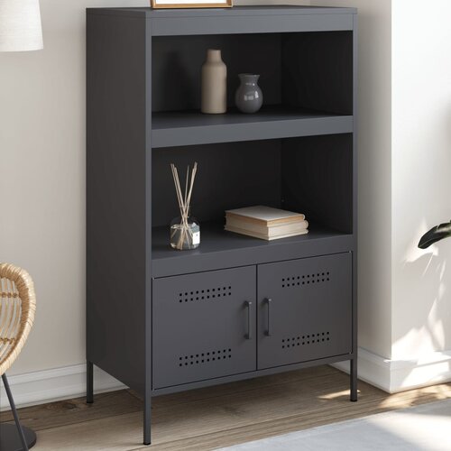 The Living Store Visoka omara antracitna 68x39x113 cm jeklo - Visoka Omara, (21837190) Slike