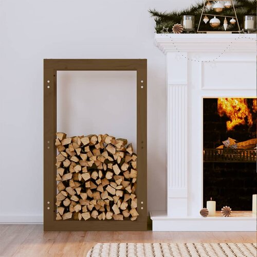 VidaXL Stalak za drva za ogrjev boja meda 60x25x100 cm od borovine Slike