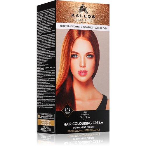 Kallos Glow Lasting Cream Colour permanentna barva za lase odtenek Corall Red 60 ml Cene