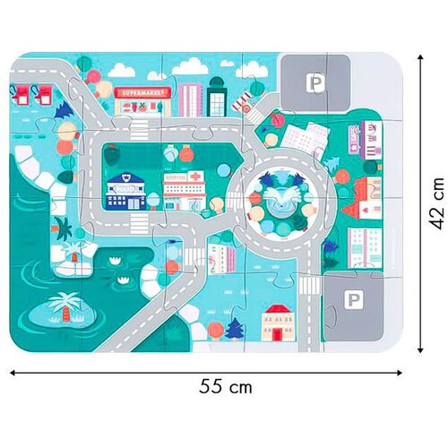 ECO TOYS drvene edukativne kocke city sa podlogom 115 komada HM015220 Slike