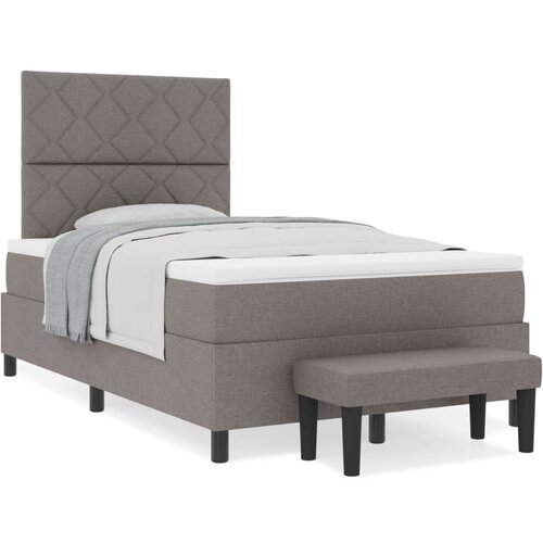 VidaXL Krevet s oprugama s madracem i klupom taupe 120x200 cm tkanina Slike
