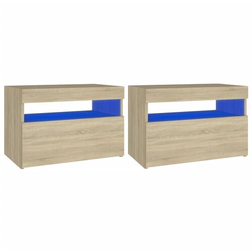 Maison Chic Dvo delni komplet Nočne omarice - Nočne mize z LED lučkami sonoma hrast 60x35x40 cm, (21687228) Slike