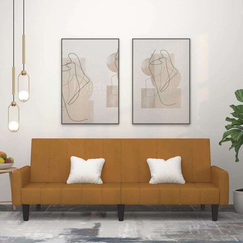  The Living Store Kavč dvosed z ležiščem rjav žamet - Raztegljiv Kavč, (21494971) Cene