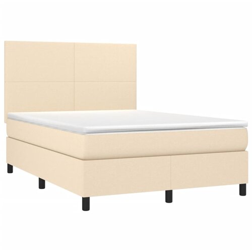  Krevet box spring s madracem LED krem 140x190 cm od tkanine Slike
