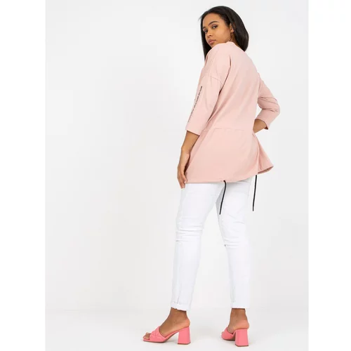 Fashion Hunters Dusty pink plus size cotton blouse with drawstrings