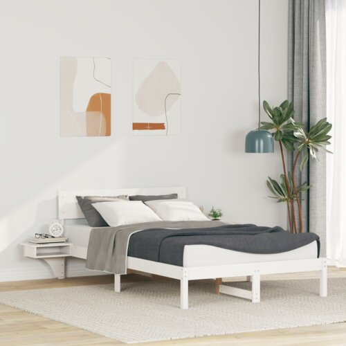 vidaXL Posteljni okvir z nočnimi omaricami Bela 140 x 190 cm Cene