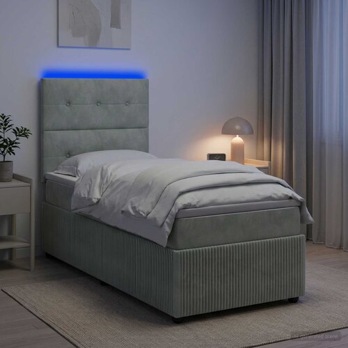 LED okvir za krevet s madracem Svjetlosiva 80 x 200 cm Baršun Cene