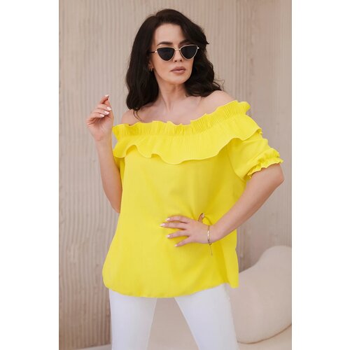 Kesi Włoski Spanish blouse with decorative ruffle in yellow color Slike