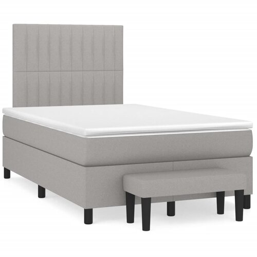 vidaXL Box spring postelja z vzmetnico svetlo siva 120x190 cm blago Cene