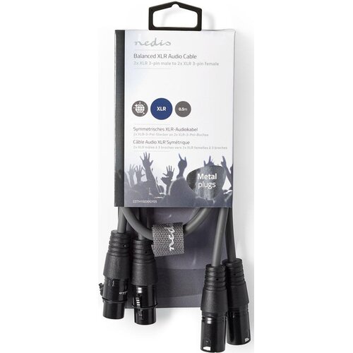  COTH15030GY05, Balansirani audio kabl, 2x XLR 3-pinski mu&scaron;ki, 2x XLR 3-pinski ženski,Niklovani, 0,5m Cene