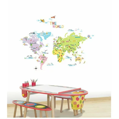 Ambiance Komplet stenskih nalepk World Map for Children