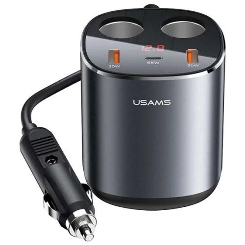 Usams CC151 C28 245W 2A+C 3 Ports + Dual Cigarette Lighters Digital Display auto punjač Slike