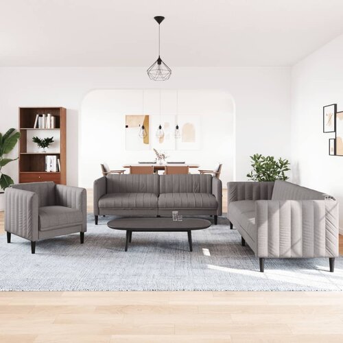  3-dijelni set sofa smeđesivi od tkanine Slike