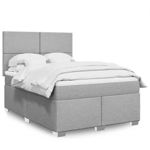 vidaXL Box spring postelja z vzmetnico svetlo siva 160x200 cm žamet