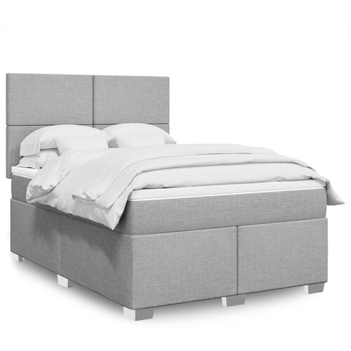VidaXL Krevet box spring s madracem svjetlosiva 160x200 cm tkanina Slike