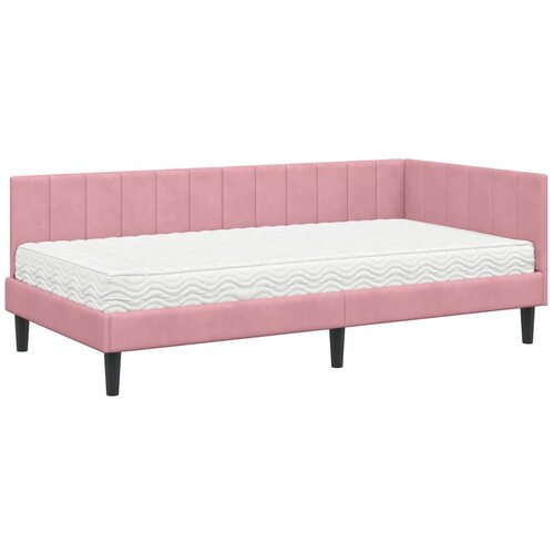 VidaXL Kotna postelja z vzmetnico z vzglavjem Roza 90 x 200 cm Žamet, (5000069943) Slike