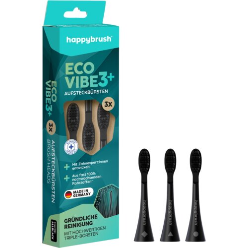 Happybrush Eco VIBE 3+ AllBlack glave četkice - 3 komada Slike