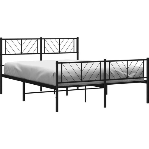 vidaXL Kovinski posteljni okvir z vzglavjem in vznožjem črn 120x190 cm Cene