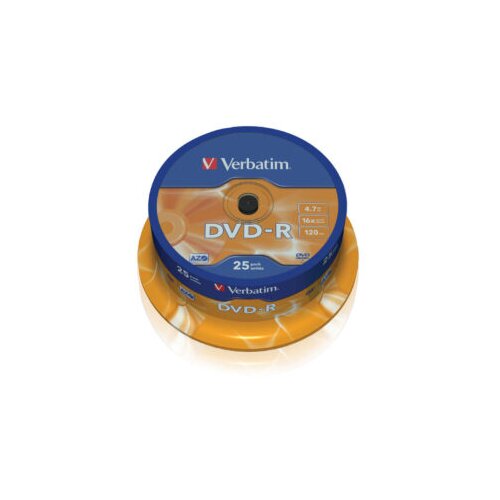  DVD-R, VERBATIM,4,7 GB,16X, spindle 25 kom,MATT SILVER Slike