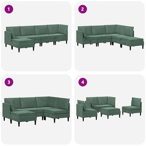  Set namje&amp;scaron;taja za dnevni boravak 5 pcs Morska zelena Bar&amp;scaron;un - zelena boja mora 2x kutna + 2x srednja + 1x stolić Slike