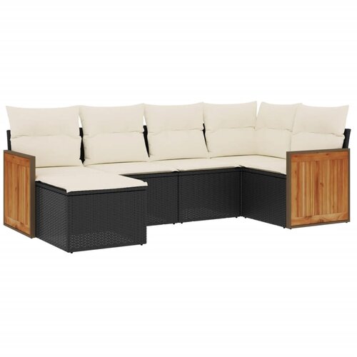  6-dijelni set vrtnih sofa s jastucima crni od poliratana Crna 62 x 62 x 69 cm Slike