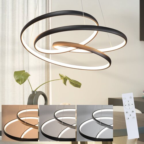 Nettlife LED viseča svetilka črna Diam.24cm Zatemnilna 50CM Moderna viseča svetilka z daljincem 55W, (22123092) Cene