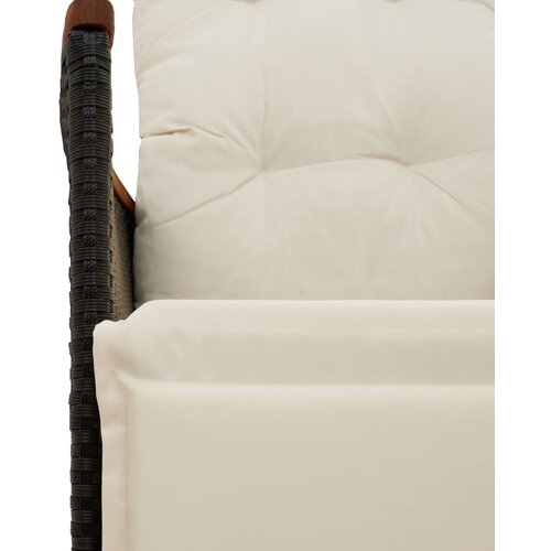 3-dijelni bistro set s jastucima crni od poliratana Slike