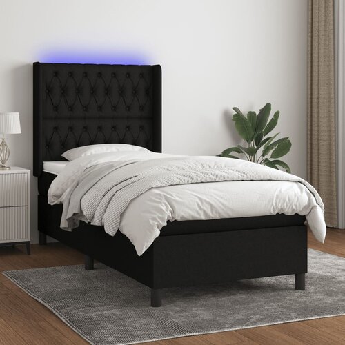 VidaXL Krevet box spring s madracem LED crni 90x190 cm od tkanine Slike