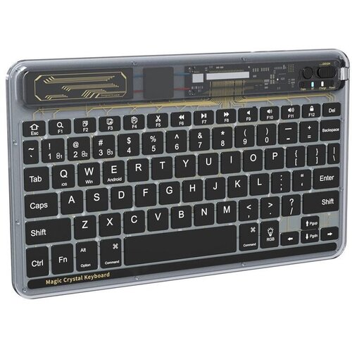  Tastatura Coteci Crystal 84008 Wireless transparent crna Cene