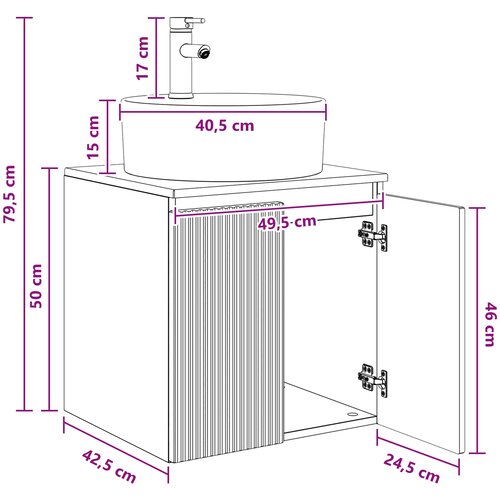  Umivaonik s policom Crna 49,5 x 44,5 x 65 cm Konstruirano drvo Slike