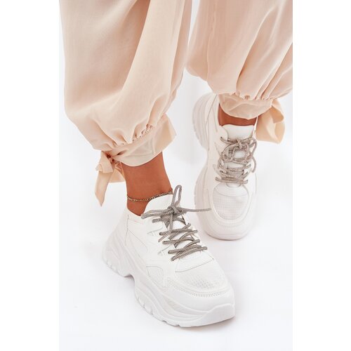 Boto Women&amp;#039;s Platform Sneakers With Decorative Lacing White Evalianne Slike