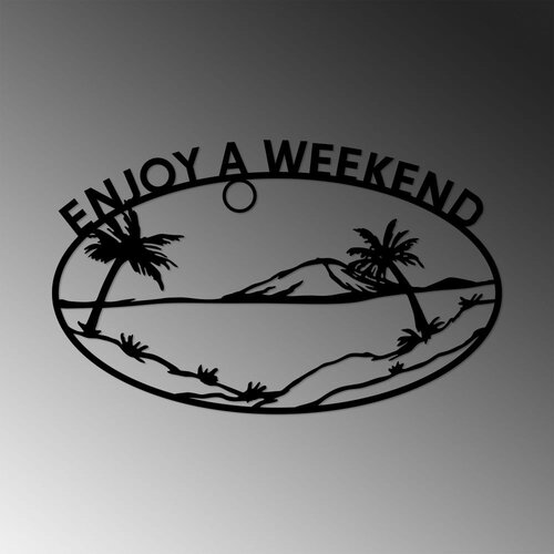 Wallity Zidna dekoracija Enjoy A Weekend - 456, 70 x 43 cm, Crna Cene