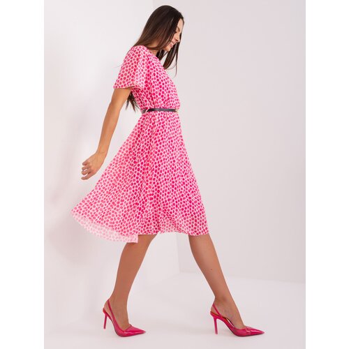 Fashion Hunters Pink-white flowing dress with polka dots Slike