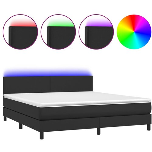 Maison Chic Box spring postelja - Vzmetna postelja z vzmetnico LED črna 180x200 cm um. usnje SL2756, (21901769) Cene