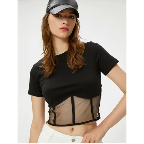 Koton Crop T-Shirt, Bodice and Tulle Detailed