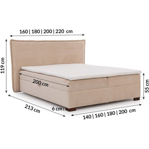 Ropez Bež boxspring krevet s prostorom za odlaganje 180x200 cm Lysa &amp;ndash; Slike