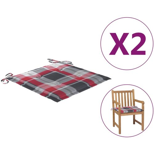 vidaXL Blazine za vrtne stole 2 kosa rdeč karo vzorec 50x50x3 cm blago Cene
