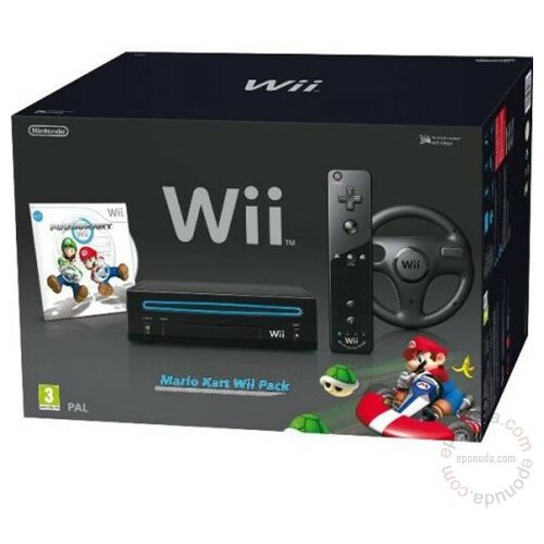 Nintendo Wii Mario Kart Pack + Igra, Black EX igračka konzola Slike