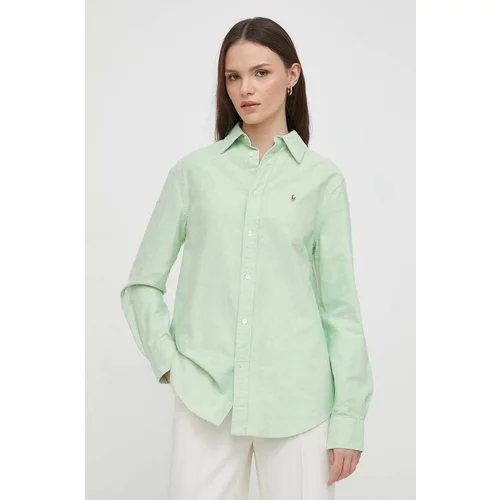 Polo Ralph Lauren Bombažna srajca ženska, zelena barva
