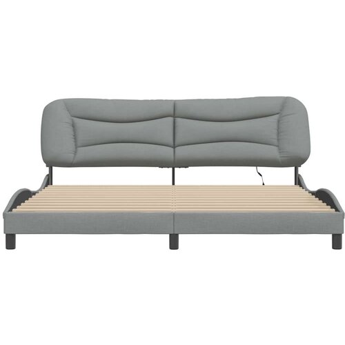  Okvir kreveta s LED svjetlima svjetlosivi 200x200 cm od tkanine Slike