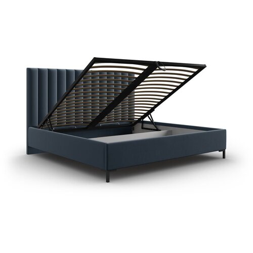 Mazzini Beds Tamno plavi tapecirani bračni krevet s prostorom za odlaganje s podnicom 140x200 cm Casey &amp;ndash; Slike
